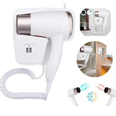 Imagem de Secador 110V Branco Compacto para Hotéis e Residências com Função Quen