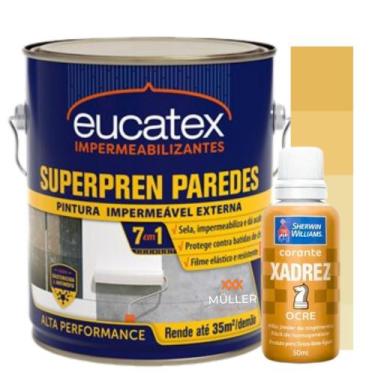 Imagem de Kit Tinta Super Pren Emborrachada Anti Mofo Branca 3,6Kg + Corante Col