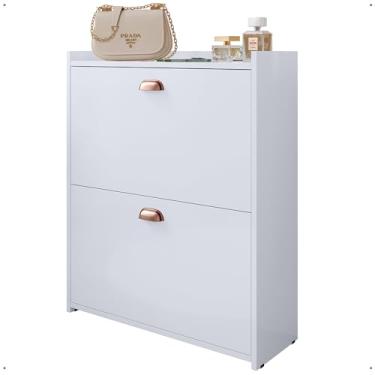 Imagem de Sapateira Organizadora Pequena Apartamento 12 Pares Calçados Gavetas Basculante Decoração Quarto - Lojas RPM (Branco)