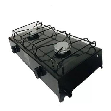 Imagem de Fogão 2 Bocas Camping Preto Cozinha Botijão de Gás 13 kilos Glp  - Mis