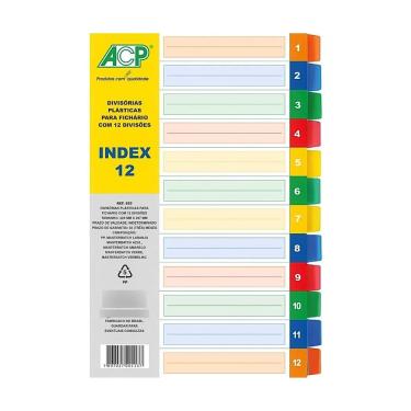 Imagem de Divisórias Para Fichário Caderno Argolado Universitário Colorido 22,5 x 29,7cm  - ACP