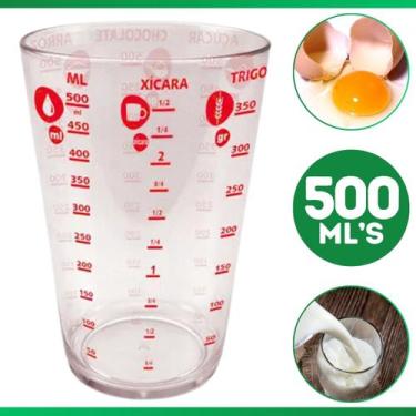 Imagem de Copo Medidor Dosador Graduado Plástico 500 Ml Para Receitas - Uninjet