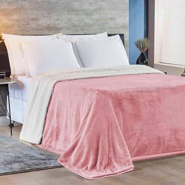 Imagem de Cobertor Magnific Casal King Sherpa Com Manta Microfibra Toque Lã Carneiro 01 Peça Rosa 100% Poliéster