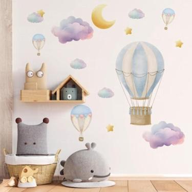 Imagem de Papel de Parede Infantil Adesivo Decorativo Balões e Nuvens Decoração Quarto Bebê Kids