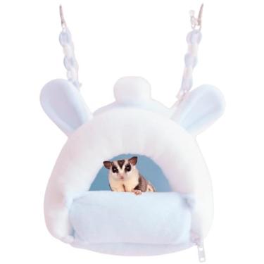 Imagem de Ninho de hamster, roupa de cama quente para hamster, mini cama de pendurar para animais de estimação, ninho de dormir, rede de degu, ninho de animais pequenos, cama de casa de hamster, mini coelhinho