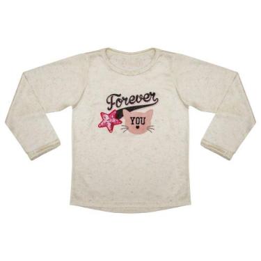 Imagem de Blusa Infantil Look Jeans Manga Longa Bege - UNICA - 01, 01, Bege