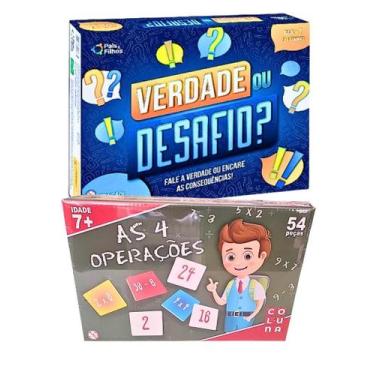 Imagem de Kit Jogo De Tabuleiro Infantil Verdade Ou Desafio 7 Anos E As 4 Operaç