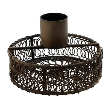 Imagem de 47th & Main Suporte de vela de ferro moderno para castiçal cônico, 7,6 cm de diâmetro x 5,6 cm A, marrom rústico