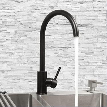 Imagem de Torneira Cozinha Preto Fosco Água Quente ou Fria Monocomando Misturador Bica Móvel Não...