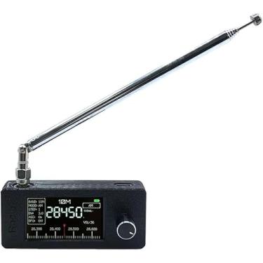 Imagem de Rádio DSP portátil | tela IPS de 4,9 polegadas | USB/LSB/AM/FM de 0,5 a 108 MHz | Bateria de mais de 10 horas | PETG 3D robusto para acampamento, caminhadas, viagens (antena preta telescópica)
