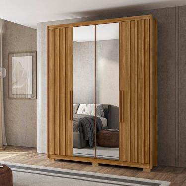 Imagem de Guarda Roupa California 4 Portas 2 Espelhos 3 Gavetas Freijó