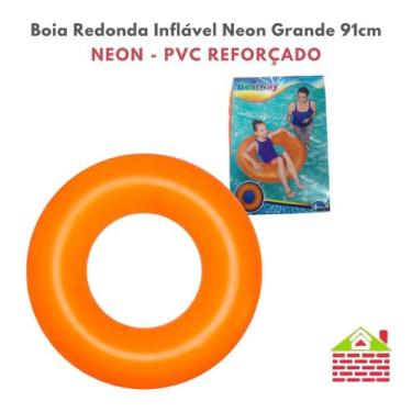 Imagem de Boia Redonda Inflável Neon Grande 91cm Piscina Praia Bestway, Laranja