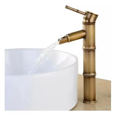 Imagem de Latão Forma De Bambu Pia Do Banheiro Antigo Alto 1pc Bacia Água Quente