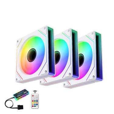 Imagem de Kit 3 Cooler Fan RGB Gamer Para CPU Gabinete Com Controlador G-VR347K 