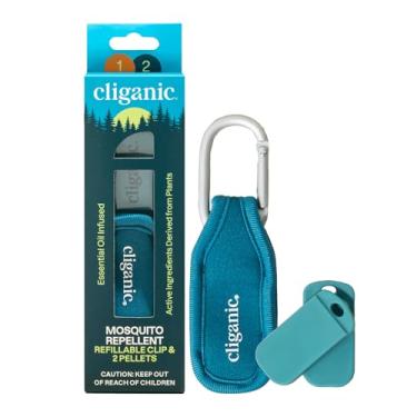 Imagem de Cliganic Pacote repelente de mosquitos (1 clipe + 2 pastilhas de recarga) - Sem DEET natural, infundido com óleo essencial