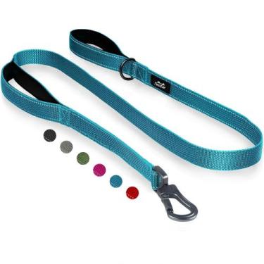 Imagem de Coleira para cães, duas orelhas, azul forte, 180 cm com 2 alças acolch