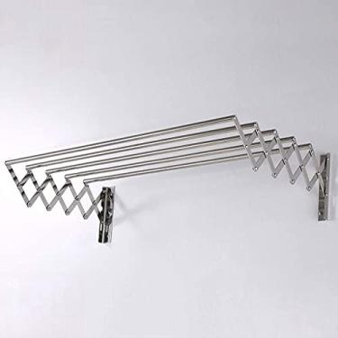 Imagem de AKALNNB Rack de secagem de roupa montado na parede de aço inoxidável 304 5 varões para secadora toalheiro casa dobrável linha de lavagem hes Airer elegante ()