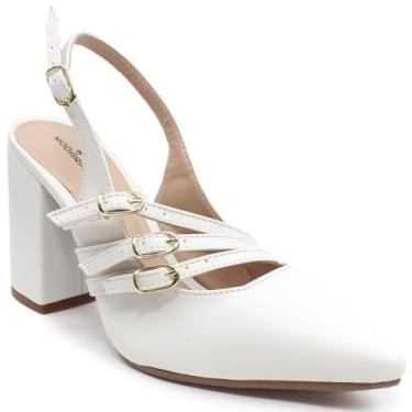 Imagem de Scarpin Modarpe Salto Grosso tiras Confortável S14 (Branco, BR, Adulto, Numérico, 37)