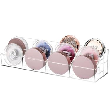 Imagem de Geelin Organizador compacto de maquiagem em camadas de acrílico transparente, 3 níveis 12, paleta de iluminadores espaciais, sombra, pó, batom, organizador de maquiagem