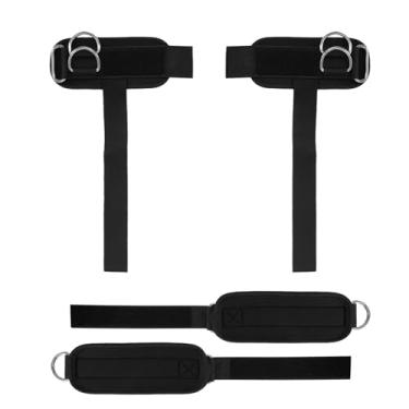 Imagem de Mozziibazy Tiras de levantamento de peso com conjunto de suporte de tornozelo, alças de pulso antiderrapantes para levantamento terra, levantamento pesado e treinamento cruzado (preto)