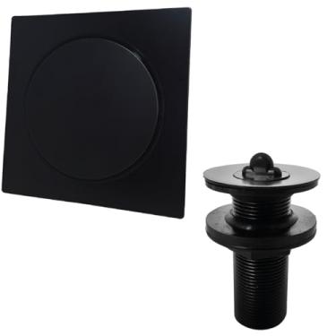 Imagem de Dona D Cor, Ralo Click 15cm E Válvula Lavatório 7/8 Aço Inox Preto Fosco Kit Escoamento Banheiro Ralo Pia Inteligente 30mm