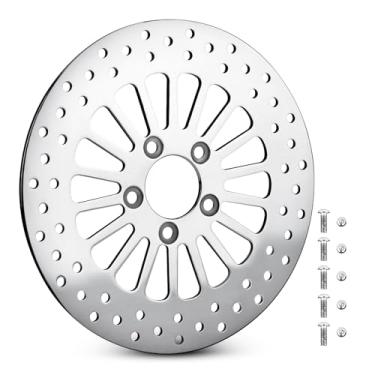 Imagem de Chabushi Rotor de freio traseiro de 11,8" com parafusos para Harley Road King FLHR 2008-2016/FLHX Street Glide 2008-2013/Road Glide/Electra Glide FLHTCU FLTRX FLHT Rotor de disco de freio de aço inoxidável polido