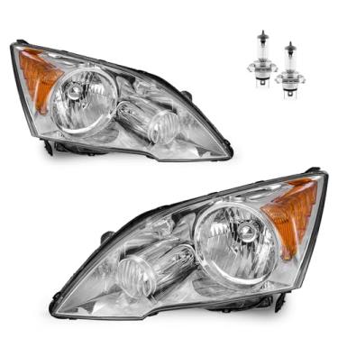 Imagem de Vizotae Conjunto de faróis para substituição de farol de halogênio Honda CR-V 2007-2011, farol alto/baixo com lâmpadas, lado do motorista e do passageiro