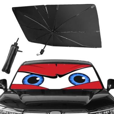 Imagem de Guarda-sol de para-brisa de carro atualizado, para-sol de para-brisa frontal para carro, guarda-chuva dobrável para bloquear raios UV e proteção solar contra o calor, 143 x 78 cm..