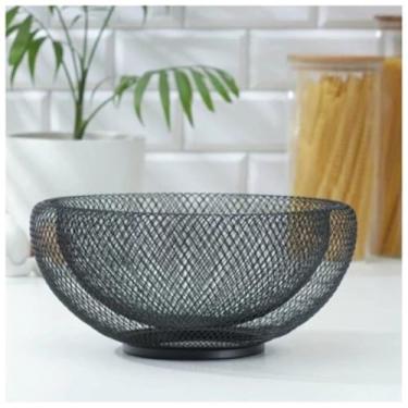 Imagem de Fruteira Metal Preto 30cm Cesto Frutas Mesa