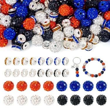Imagem de Spritewelry Contas de argila de strass de 10 mm, 120 peças, contas de bola de discoteca pavimentadas, brilhantes, redondas e grossas, contas espaçadoras planas e redondas a granel para fazer joias