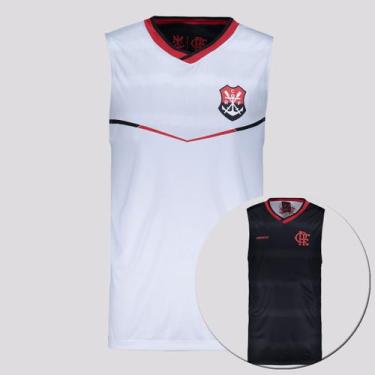 Imagem de Regata Flamengo Trajeto Dupla Face Branca e Preta - Braziline, M