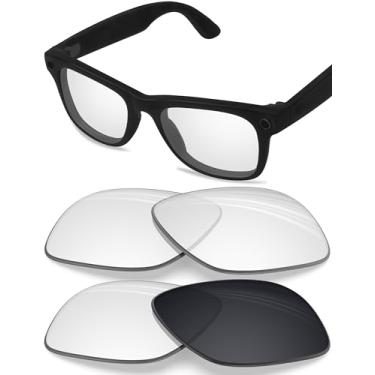 Imagem de BLAZERBUCK Lentes de reposição polarizadas anti-sal para RayBan Meta Wayfarer RW4006 50 mm - Claro a preto fotocromático e transparente