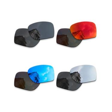 Imagem de Betterun 4 pares de lentes polarizadas de substituição para óculos de sol Oakley Sylas OO9448, antiarranhões e resistentes a impactos, Preto retrô + prata + azul + fogo, Tamanho �nico