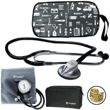 Imagem de Kit Aparelho Pressao Esteto Simples Incoterm, Cinza