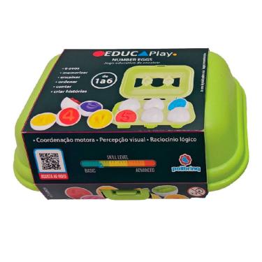 Imagem de Educa Play Number EGGS 1 a 6 Jogo Educativo de Encaixar Polibrinq 3+ Anos