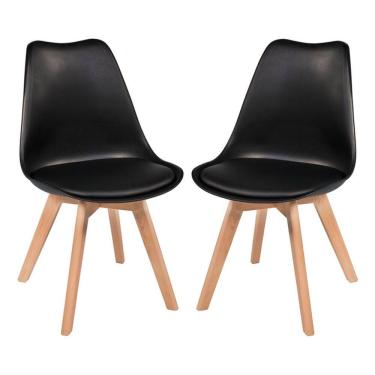 Imagem de Kit com 2 Cadeiras Sala Jantar Cozinha Leda com Almofada Moderna Preto
