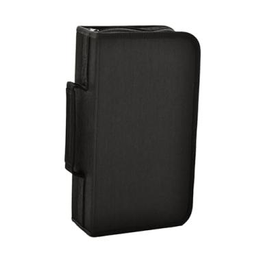 Imagem de KiBcsLic Suporte para estojo de DVD e CD com capacidade para 128 unidades e zíper, portátil, moderno, bolsa para armazenamento de discos, carteira para viagens, Preto