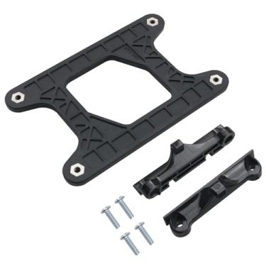 Imagem de ZZLZX Suporte de placa traseira, 4 parafusos, ventilador de CPU resfriador, suporte de dissipador de calor, parafusos metálicos, prateleira preta de plástico fixo B350 X370 A320 X470