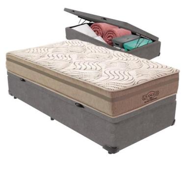 Imagem de Cama Box Baú Solteirão Colchão Los Angeles Molas V-tech, Cinza