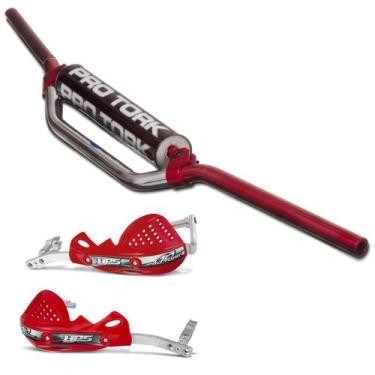 Imagem de Guidão Motocross Pro Tork Mx2 + Protetor De Mão Hps, VERMELHO, Único