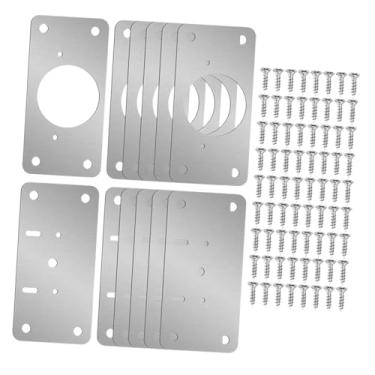 Imagem de Generic 12 peças de placa de reparo de dobradiça com parafuso de montagem, placas de fixação de metal, ferragens para armário, armário, gaveta, janela