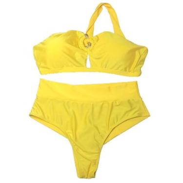 Imagem de Biquíni Plus Size alça Única Versátil Com bojo Cintura Alta - Tropican