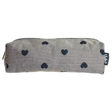 Imagem de Necessaire Estojo Slim com Fecho em Zíper Cinza - Corações