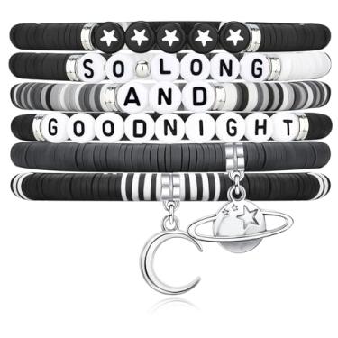 Imagem de 6 peças de pulseira punk rock lua Saturno Goodnight pulseira joia para fãs vestido de festa roupa merch