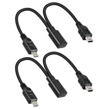 Imagem de RIIEYOCA Cabo USB curto tipo C fêmea para micro macho e mini macho, suporta apenas carregamento, 1 a 2 cabos divisor USB C (1FT/2 pacotes de carregamento apenas)