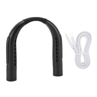 Imagem de AUNMAS Fã de Pescoço Pessoal Vestível Com Operação Silenciosa, Design de Tomada de Ar Dupla, fã Pessoal do Pescoço, Bateria Recarregável Duradoura, Ideal para Viagens, Praia, (Preto)