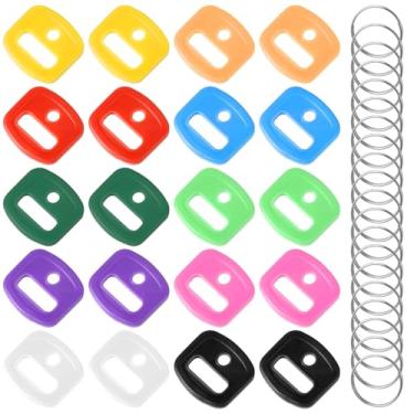 Imagem de 20 peças de capas de silicone para chave com chaveiro, etiquetas de chave duráveis, identificadores de teclas macias de janelas transparentes, adequadas para chaves planas finas regulares padrão