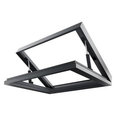 Imagem de Janela de teto de casa claraboia, janela de poço de iluminação subterrânea com vidro de camada dupla, porta de segurança de escotilha de acesso à moldura de liga de alumínio para sala de sol (90 x 120