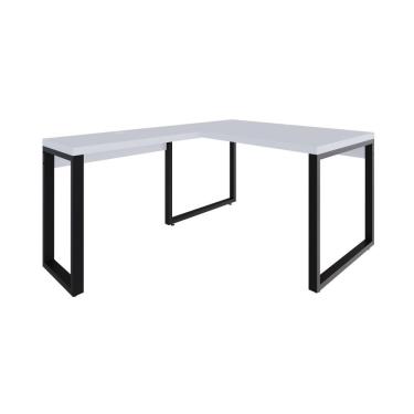 Imagem de Mesa Em L Operacional 135x160x75cm Yon Branco Tx-est.preta Branco Tx-est.preta