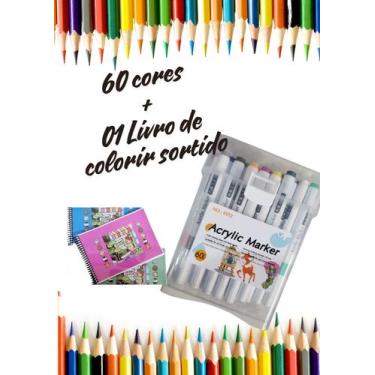 Imagem de Livro de Colorir + Canetinhas 36, 48 ou 60 cores acrilica ou 36 ou 80 